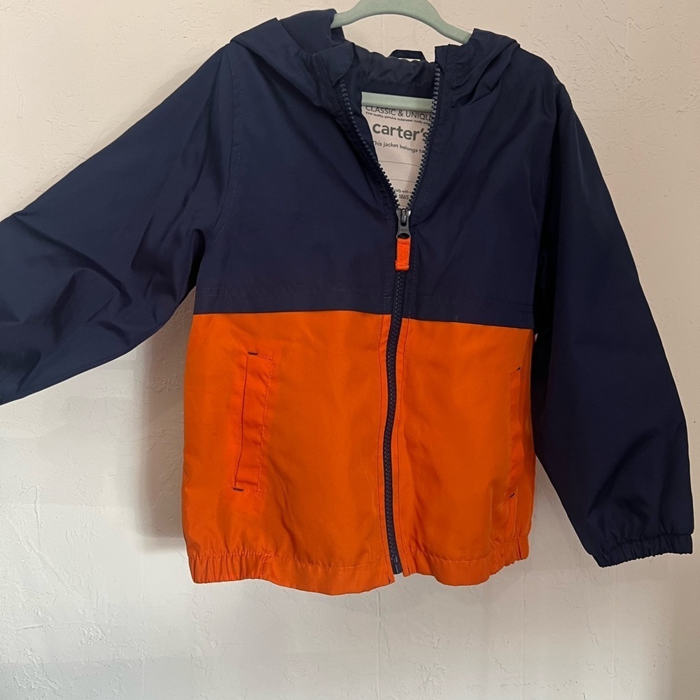 Carter size 4t orange and blue rain jacket